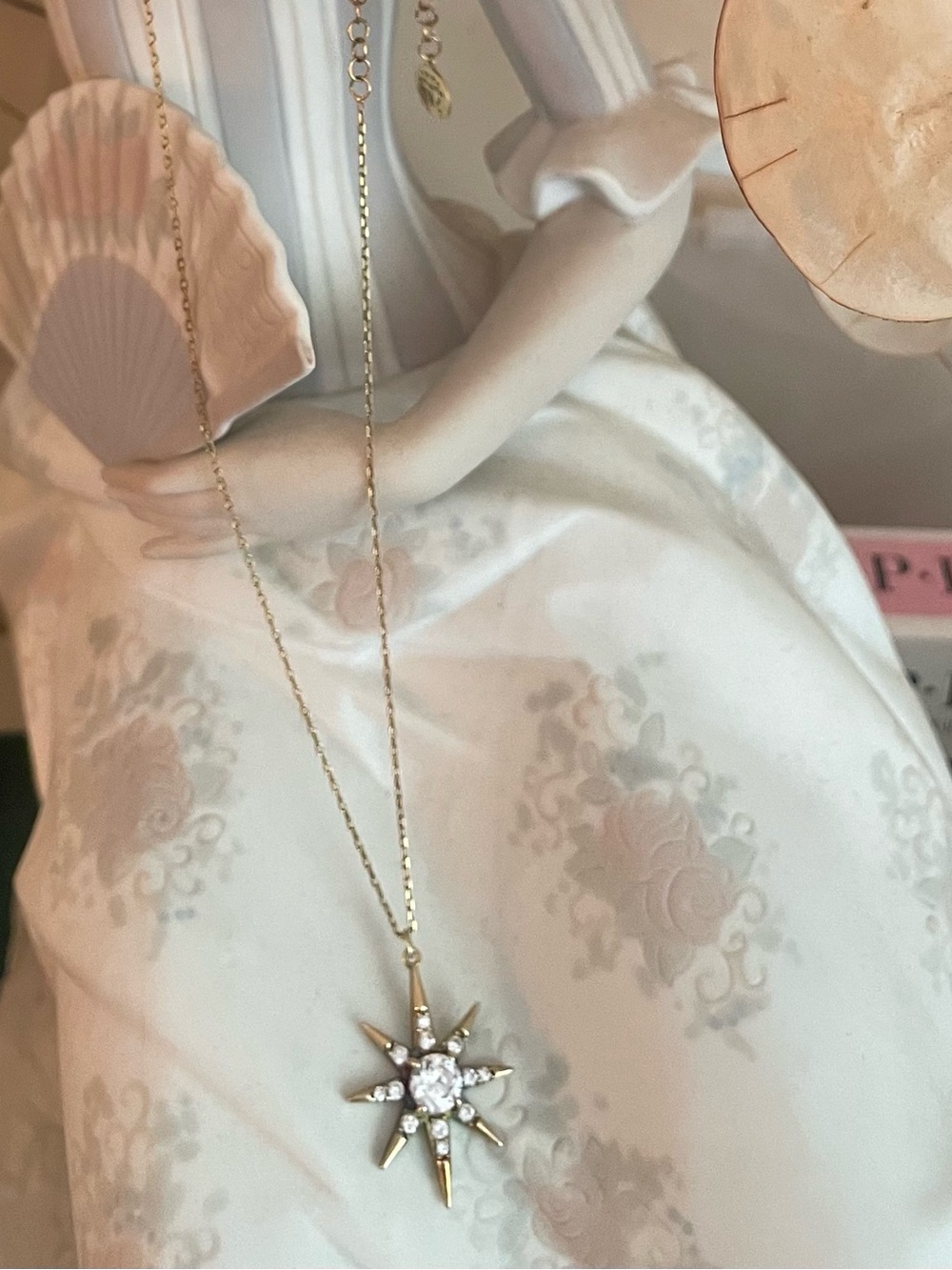 Gabi Rielle Gold Starburst Pendant Gold over 925 Silver Cubic Zirconia Necklace